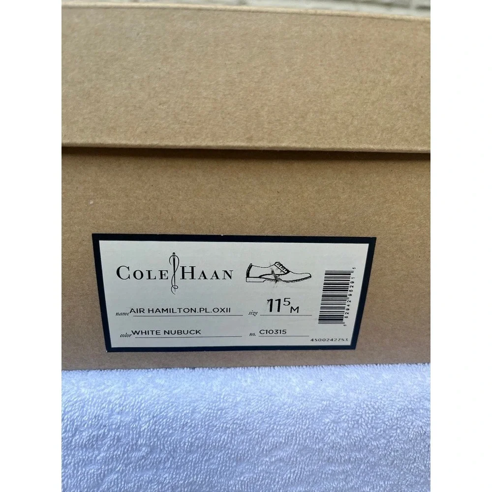 Cole Haan Grand OS Mens White Leather Oxford Shoes Burgundy Laces C23769 Size 11
